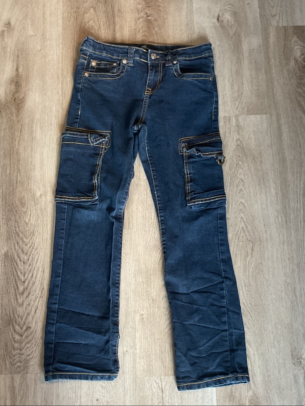 True Religion jeans kids 14 cargo jeans dark wash Ricky relaxed straight